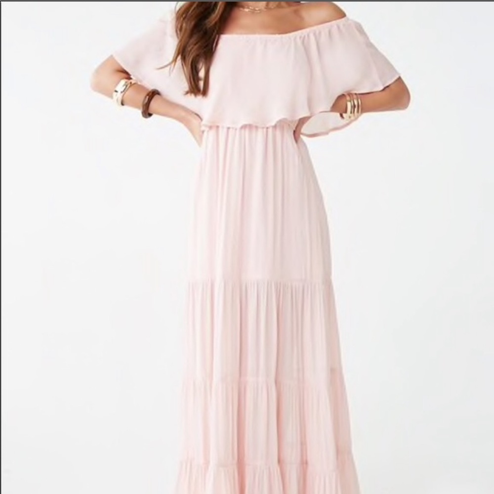 Blush Forever 21 off the shoulder maxi dress